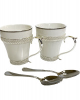 Чайний набір Fine 2 персона, 6 предметів срібний + білий