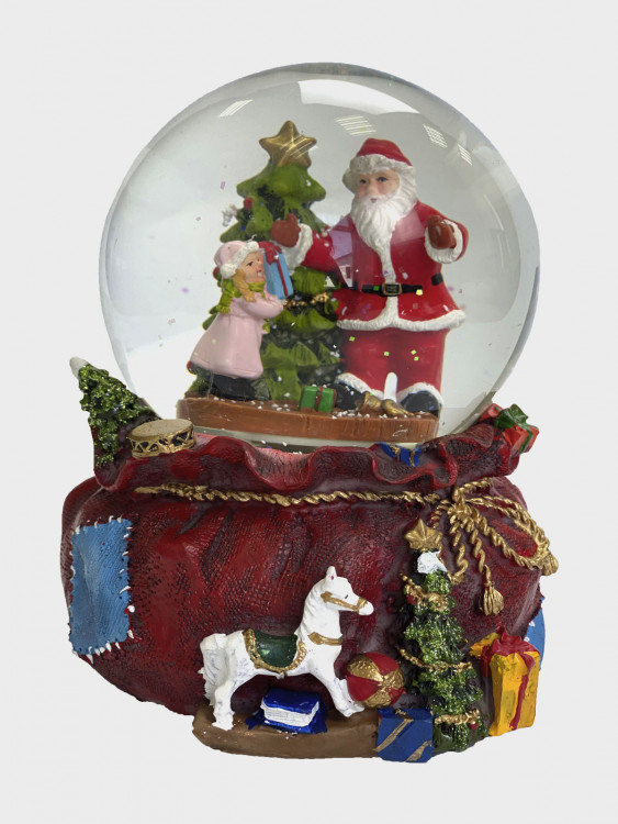 Шар снежный Санта-Клаус с ребёнком, h-14см