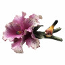 Статуэтка "Орхидея с птицей",   l-17 см, малиновая