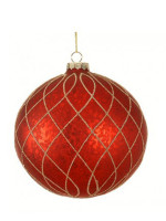 Шар Красный с плетением ромб, d-10 см