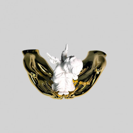 Декор "Янгол " 14*8, колір біло/золотий