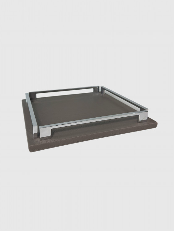 Піднос/органайзер з ручками "Тренд" 30*30 сіро/срібний