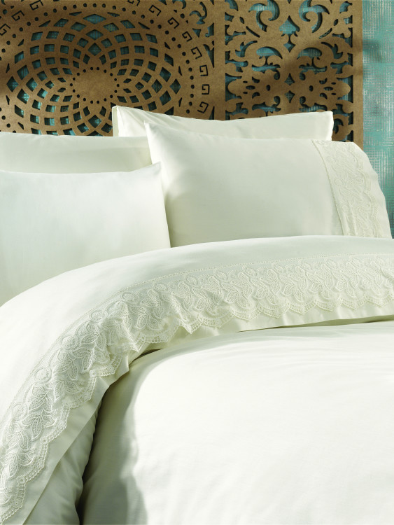 Набор постельного белья Bella евро, кремовий