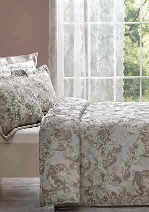 Покрывало с наволочками Rokoko, серое