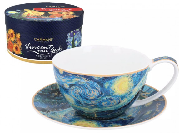 Чашка з блюдцем "Зоряна ніч" Ван Гог, 1 персона, 360 мл