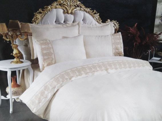 Набор постельного белья Dantella евро, кремовый