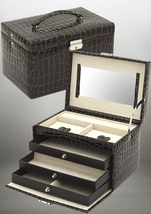 Кейс для прикрас Jolie, коричневий лак