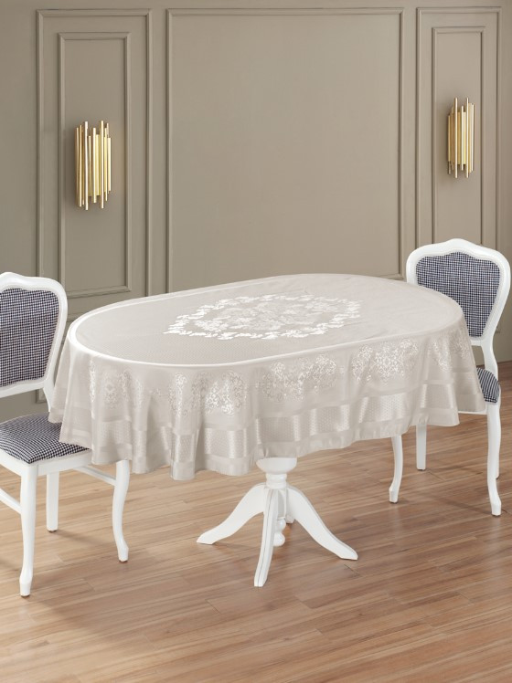 Скатертина овальна "Caramel", сіра