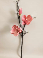 Букет магнолія з листям, h-105, 3 гілки, коралова