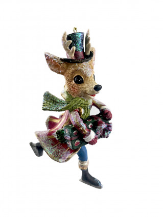 Підвіска новорічна Олень-фігурист h-10 см