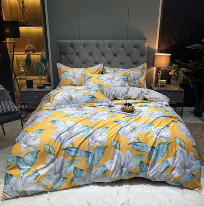 Постільна білизна "Flower Dream", жовто/сіра