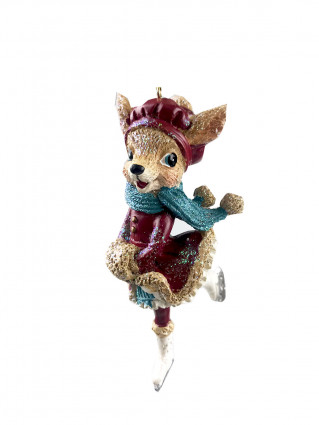 Підвіска новорічна Олень-фігуристка h-10 см бордовий