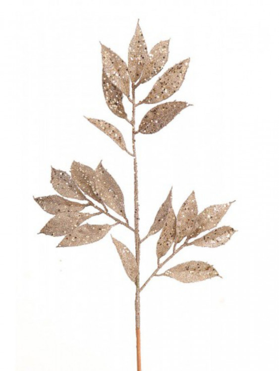 Гілка Мерехтливі листочки, 65 см, шампань