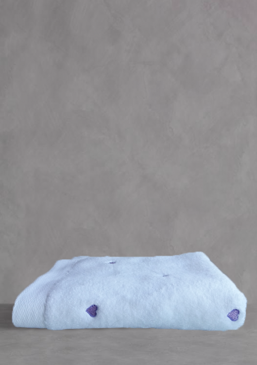 Рушник "Love" 50*100 см, білий з фіолетовим