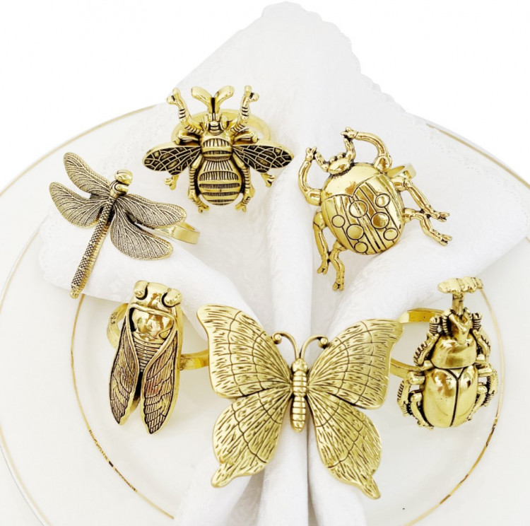Набір кілець для серветок "Golden Bugs" d-4, колір золото