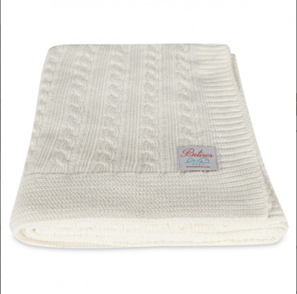 Плед в'язаний вовняний "Warm", крем