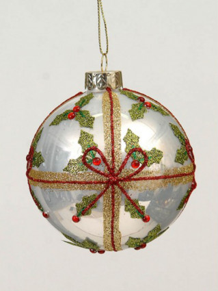 Куля Новорічна з бантом, d-8 см
