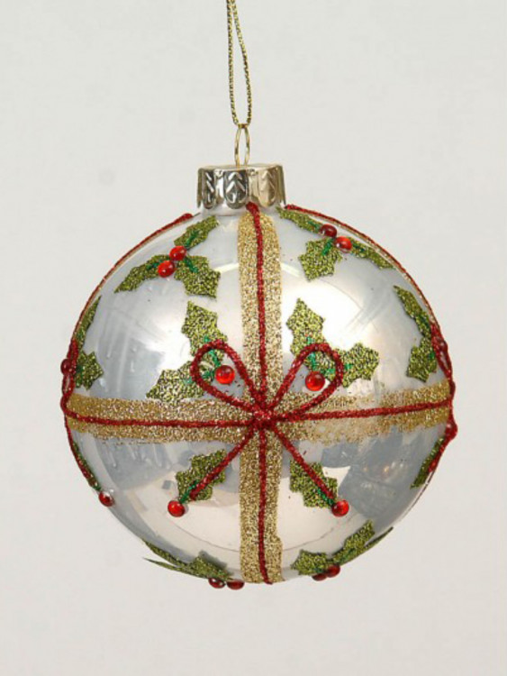 Куля Новорічна з бантом, d-8 см