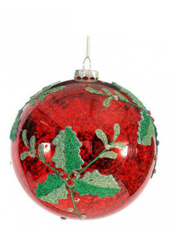 Куля Червона з листям, d-8см