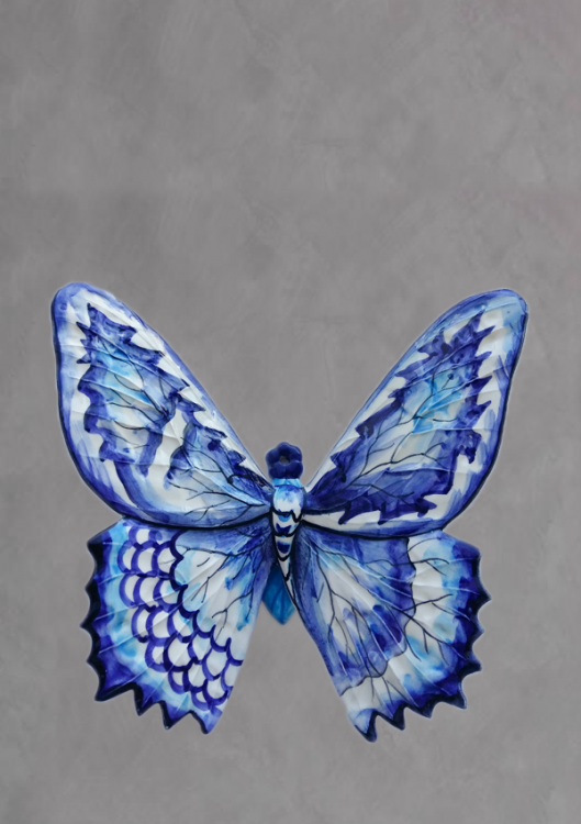 Декор Метелик середній, біло-синій
