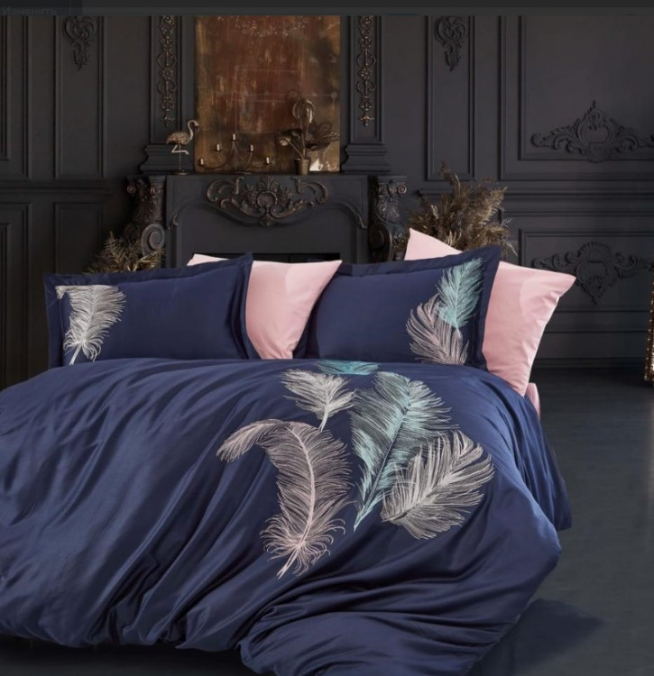Постільна білизна "Feathers", синя