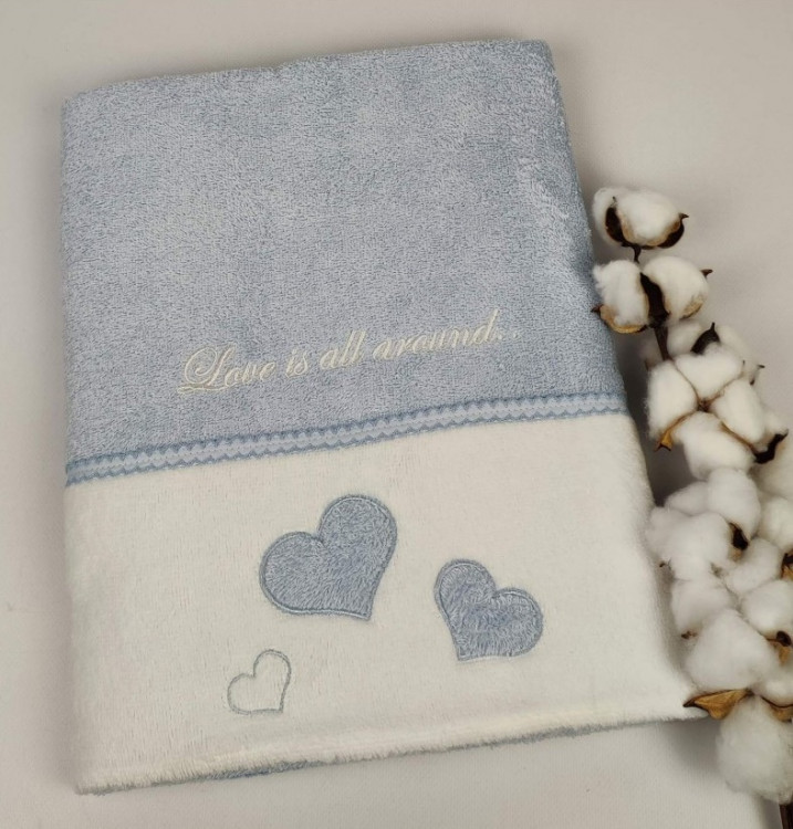 Рушник Monique Hearts 85*150 см, блакитний