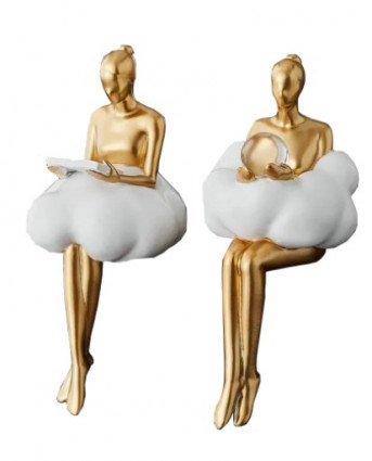 Декор Набір статуеток "Дами на хмарах", колір золото