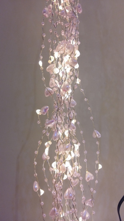 Гірлянда "Рожеві серця" 600 LED теплий білий, 20 метал.ниток, 3м+3м, адаптер