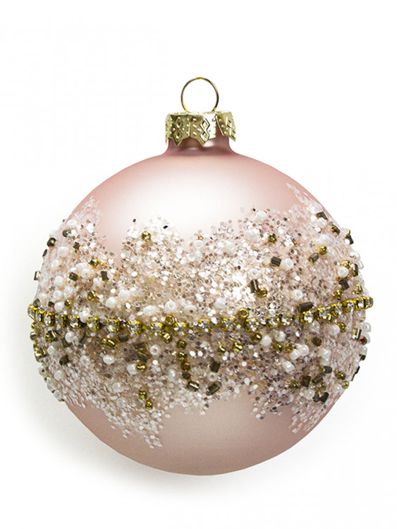 Шар Розовый с бисером, d-8см