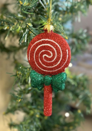 Підвіска "Льодяник на паличці" h-14, червона