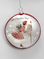 Підвіска кругла Леді на Різдво, d-10см, біла