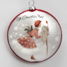 Підвіска кругла Леді на Різдво, d-10см, біла