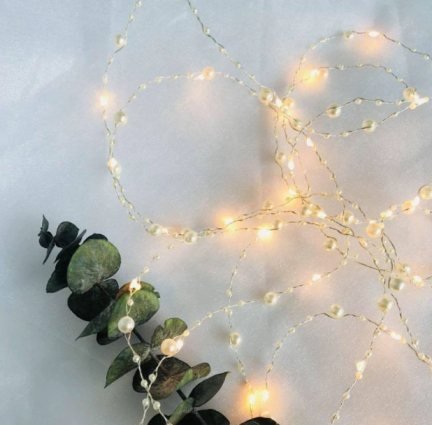 Гірлянда "Жемчуг" 1 струна 2м, теплий белий, батарейки.