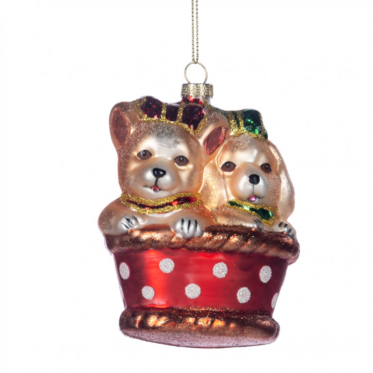 Підвіска "Цуценята" h-11, колір червоно/золотий
