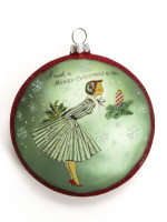 Підвіска кругла Леді на Різдво, d-10см, зелена