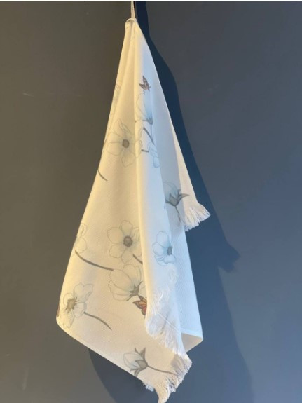 Рушник кухонний "Rustica", білий/голубий