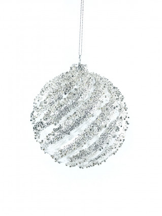 Шар новогодний Игистая d-10см цвет серебряный