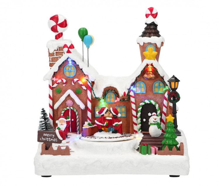 Новорічна реліквія "Будинок цукерок" h-25 (LED, музика, рух)