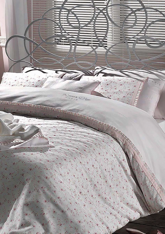 Постельное белье "Roses", евро, кремовое