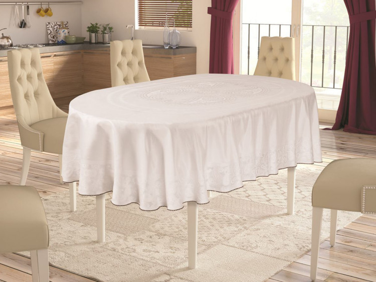 Скатертина овальна Shal кремова