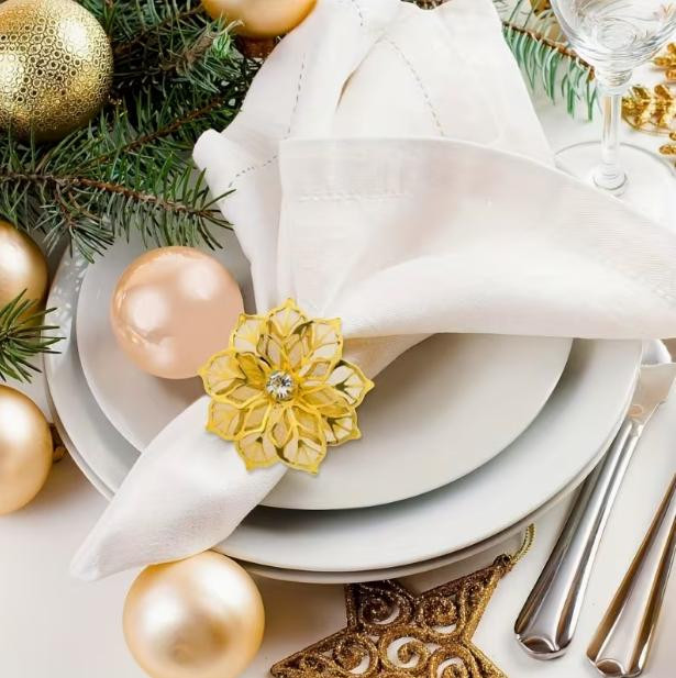 Кільце для серветок "Пуансетія" d-4, колір золото