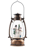 Новорічний ліхтар зі снігом Сніговики (рух, світло)