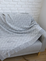 Плед в'язаний Torino вовняний сіро-бежевий