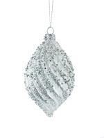 Новогодняя игрушка сосулька Игристая d-10см (серебристый)