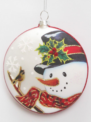 Підвіска кругла "Із сніговиком, d-10