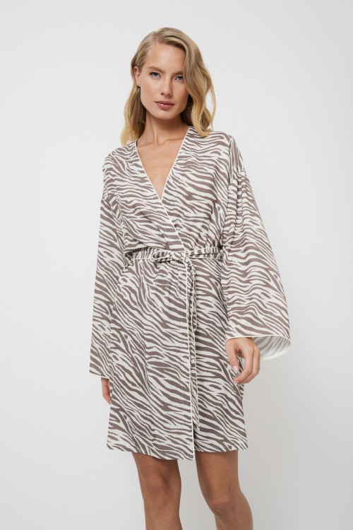 Халат жіночий "Manuela", L, крем/коричневий