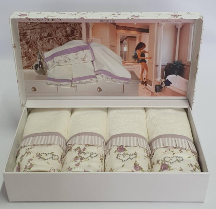 Набір рушників "Roses", крем/лавандовий