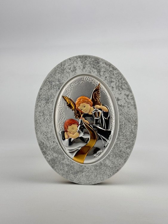 Ікона "Янгол Охоронець" 8*10 овальна, колір золото/срібло