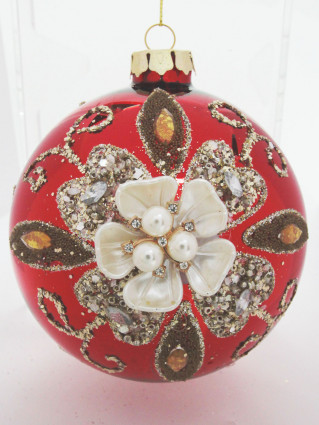 Шар С цветком, d-10см, красный