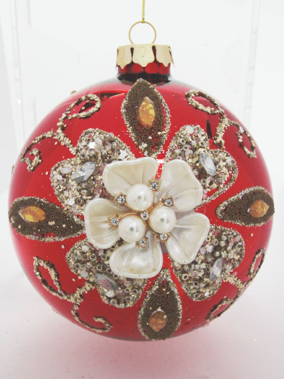 Куля З квіткою, d-10см, червона